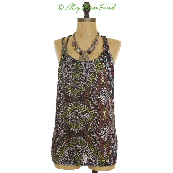 Belle Du Jour Tops - Belle Du Jour Juniors Top Size S M Racerback Geometric Print Black NWT B57